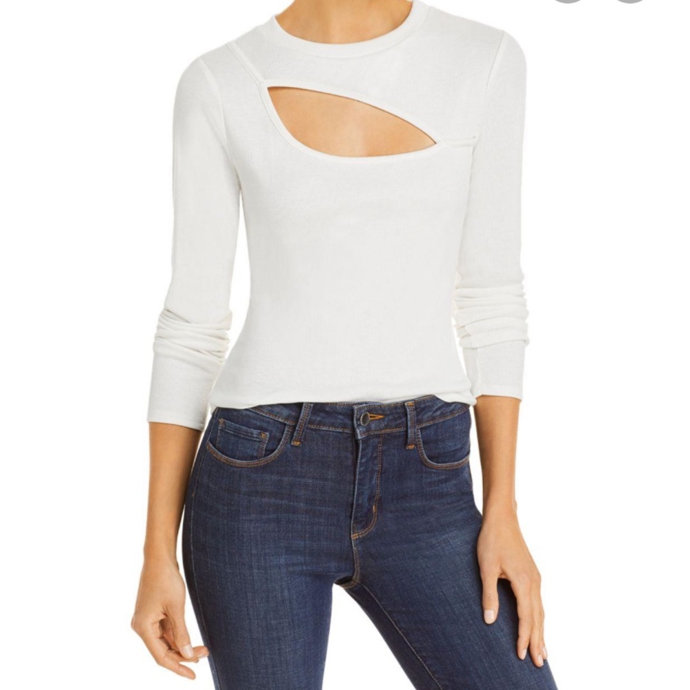 NWT Aqua Cutout Ribbed Top